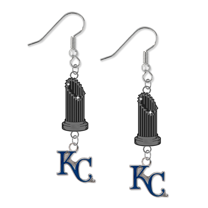 Kansas City Royals Style 2 MLB World Series Trophy Dangle Earrings