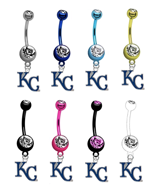 Kansas City Royals Style 2 MLB Baseball Belly Button Navel Ring - Pick Your Color
