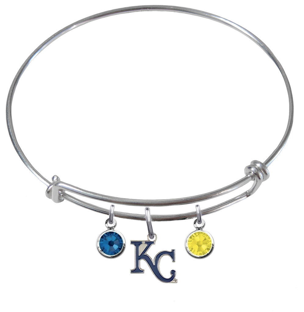 Kansas City Royals Style 2 MLB Expandable Wire Bangle Charm Bracelet