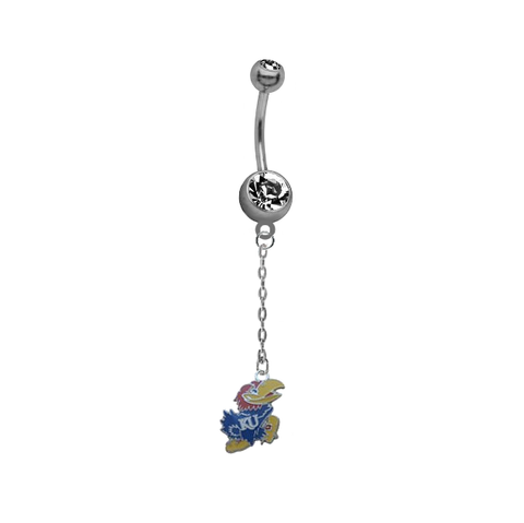 Kansas Jayhawks Dangle Chain Belly Button Navel Ring