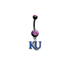 Kansas Jayhawks Style 2 BLACK w/ PINK GEM College Belly Button Navel Ring