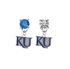 Kansas Jayhawks 2 BLUE & CLEAR Swarovski Crystal Stud Rhinestone Earrings