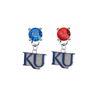 Kansas Jayhawks 2 BLUE & RED Swarovski Crystal Stud Rhinestone Earrings