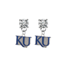 Kansas Jayhawks 2 CLEAR Swarovski Crystal Stud Rhinestone Earrings