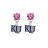 Kansas Jayhawks 2 PINK Swarovski Crystal Stud Rhinestone Earrings