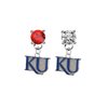 Kansas Jayhawks 2 RED & CLEAR Swarovski Crystal Stud Rhinestone Earrings