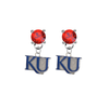 Kansas Jayhawks 2 RED Swarovski Crystal Stud Rhinestone Earrings
