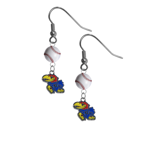 Kansas Jayhawks NCAA Baseball Dangle Earrings