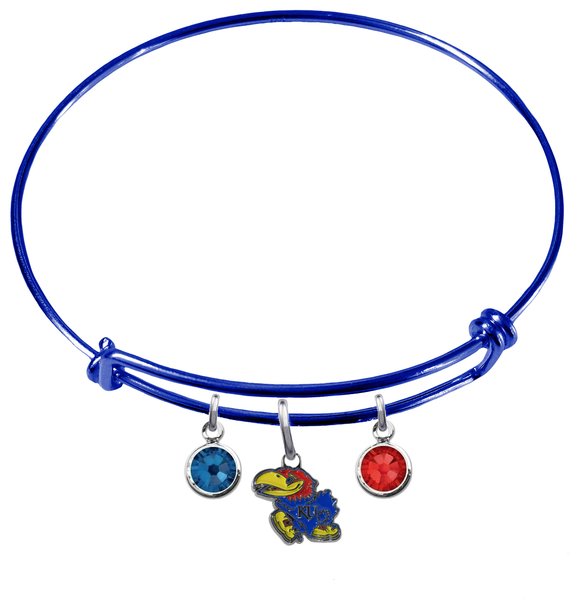 Kansas Jayhawks NCAA Blue Expandable Wire Bangle Charm Bracelet