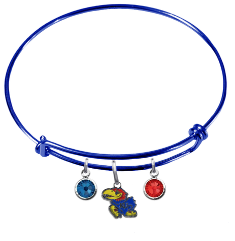 Kansas Jayhawks NCAA Blue Expandable Wire Bangle Charm Bracelet