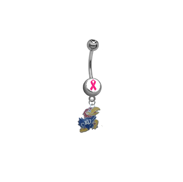 Kansas Jayhawks Breast Cancer Awareness Belly Button Navel Ring