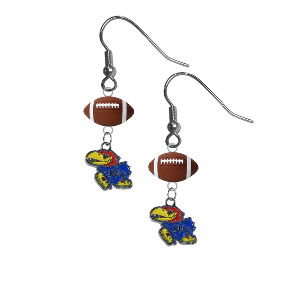 Kansas Jayhawks NCAA Football Dangle Earrings