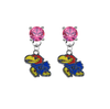Kansas Jayhawks PINK Swarovski Crystal Stud Rhinestone Earrings