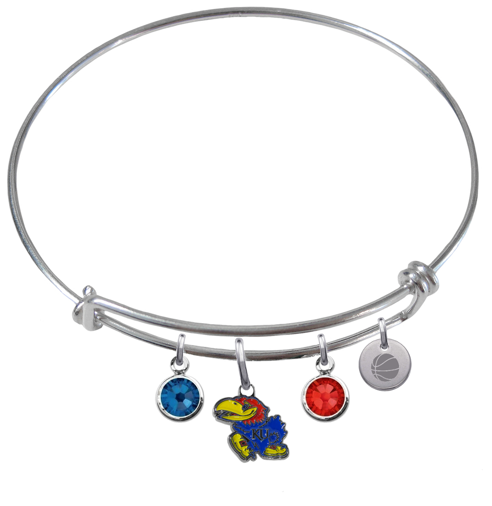 Kansas Jayhawks Basketball Expandable Wire Bangle Charm Bracelet