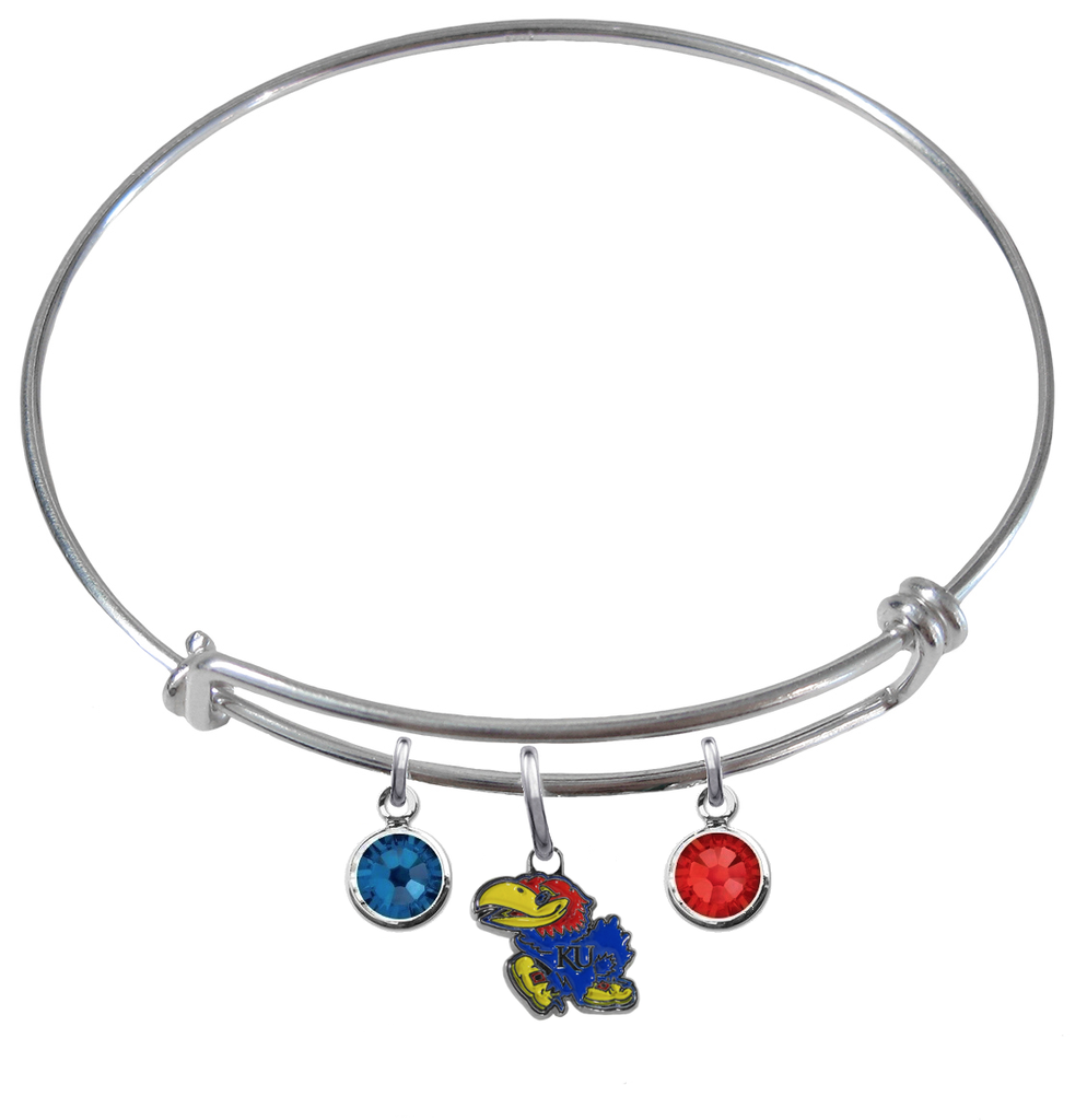 Kansas Jayhawks NCAA Expandable Wire Bangle Charm Bracelet