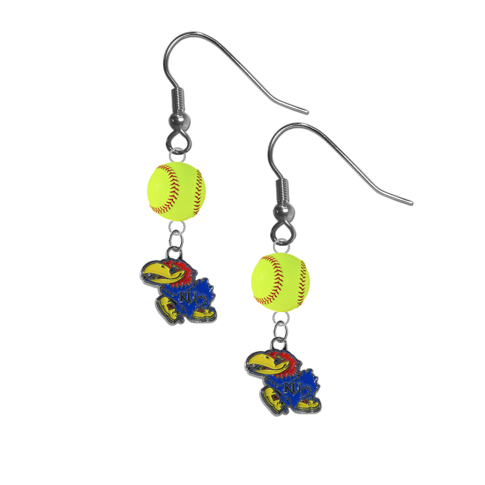 Kansas Jayhawks NCAA Fastpitch Softball Dangle Earrings