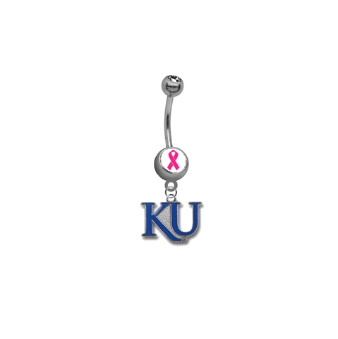 Kansas Jayhawks Style 2 Breast Cancer Awareness Belly Button Navel Ring