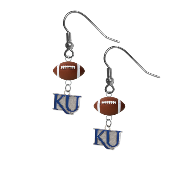 Kansas Jayhawks Style 2 NCAA Football Dangle Earrings