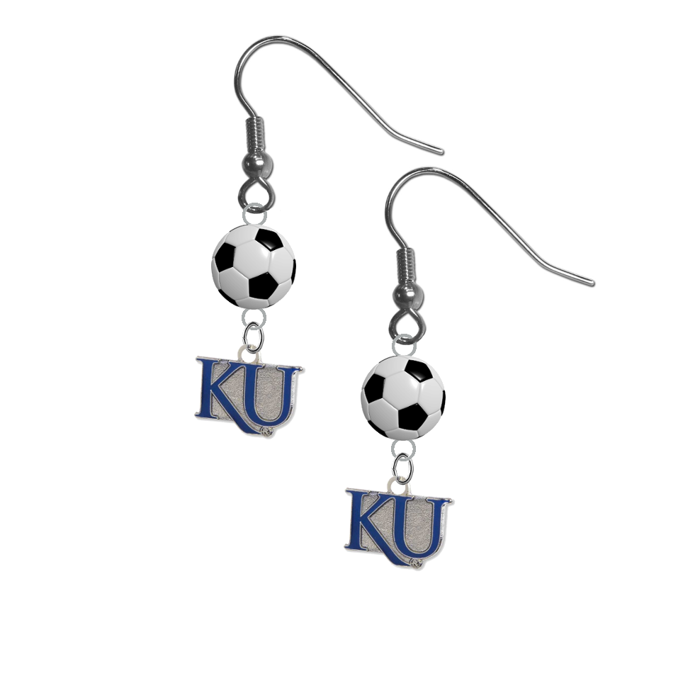 Kansas Jayhawks Style 2 NCAA Soccer Dangle Earrings