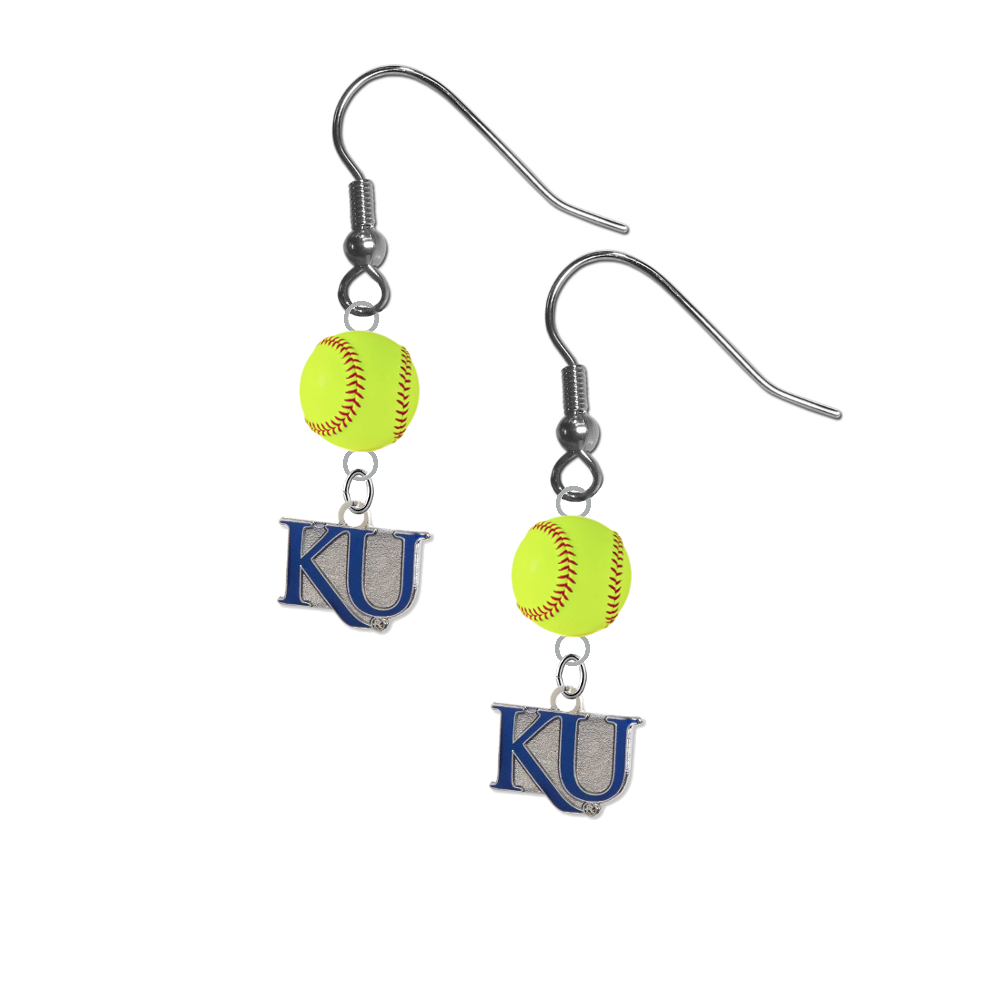 Kansas Jayhawks Style 2 NCAA Fastpitch Softball Dangle Earrings