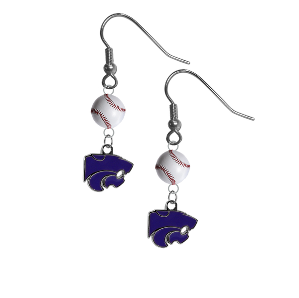 Kansas State Wildcats NCAA Baseball Dangle Earrings