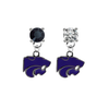 Kansas State Earrings BLACK & CLEAR Swarovski Crystal Stud Rhinestone Earrings