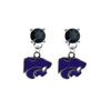 Kansas State Earrings BLACK Swarovski Crystal Stud Rhinestone Earrings