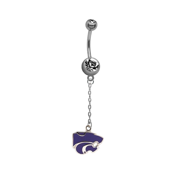 Kansas State Wildcats Dangle Chain Belly Button Navel Ring