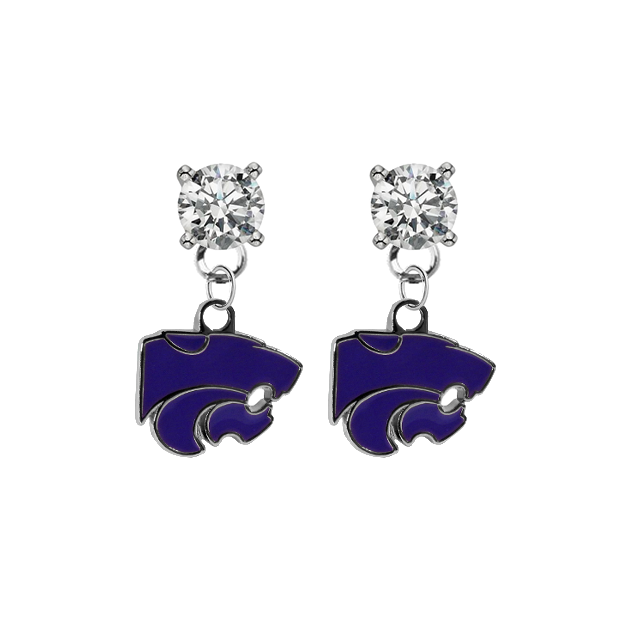 Kansas State Earrings CLEAR Swarovski Crystal Stud Rhinestone Earrings