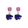 Kansas State Earrings PINK Swarovski Crystal Stud Rhinestone Earrings