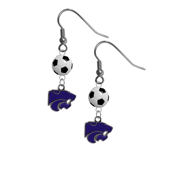 Kansas State Wildcats NCAA Soccer Dangle Earrings