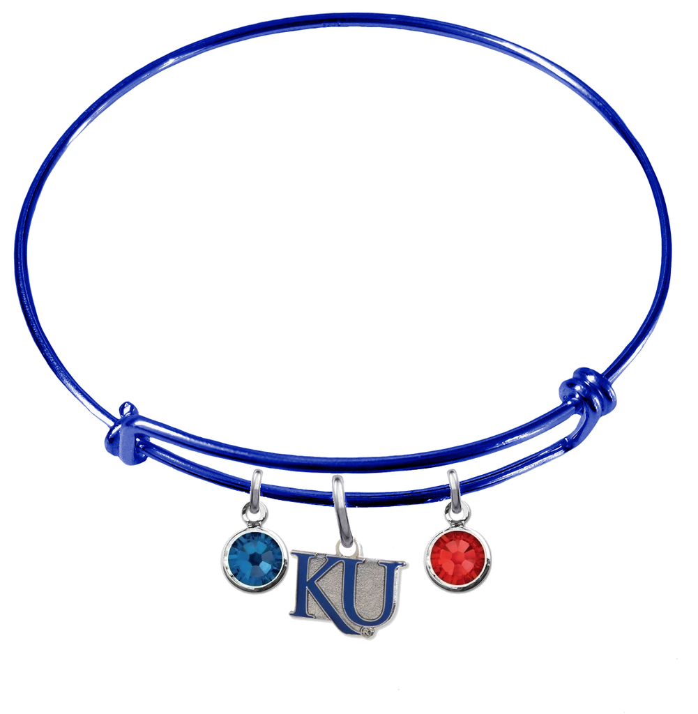 Kansas Jayhawks Style 2 NCAA Blue Expandable Wire Bangle Charm Bracelet