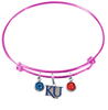 Kansas Jayhawks Style 2 NCAA Pink Expandable Wire Bangle Charm Bracelet