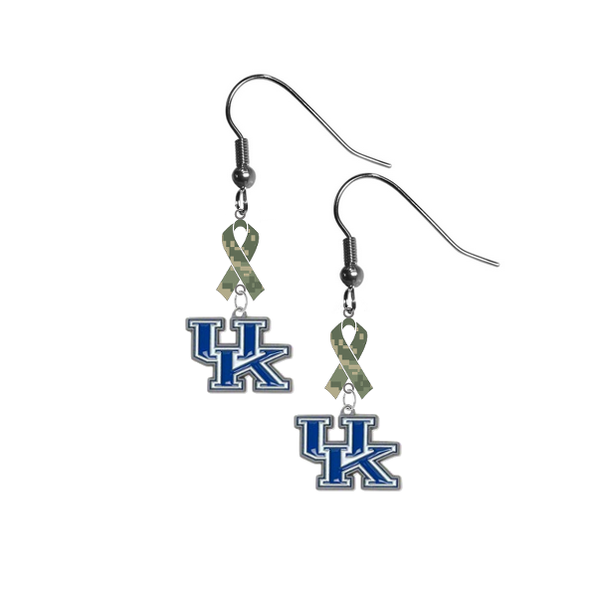 Kentucky Wildcats Salute to Service Camouflage Camo Ribbon Dangle Earrings