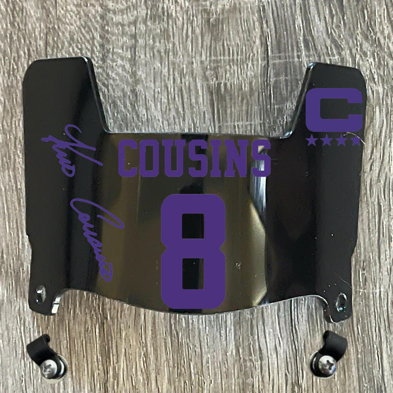 Minnesota Vikings Kirk Cousins Mini Football Helmet Visor Shield Black Dark Tint w/ Clips