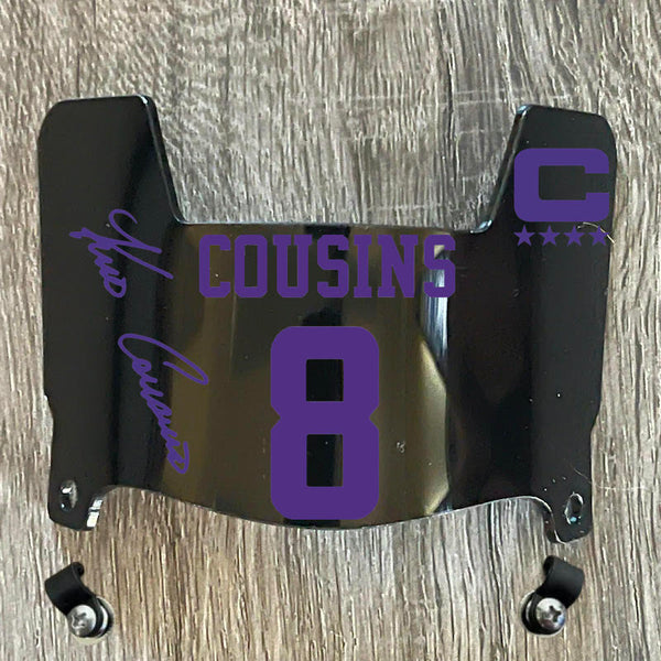 Minnesota Vikings Kirk Cousins Mini Football Helmet Visor Shield Black Dark Tint w/ Clips