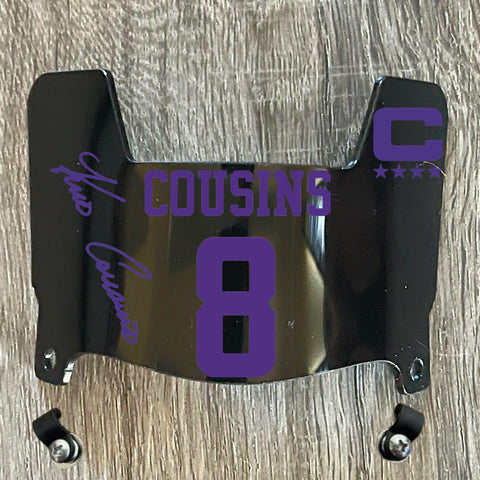 Minnesota Vikings Kirk Cousins Mini Football Helmet Visor Shield Black Dark Tint w/ Clips