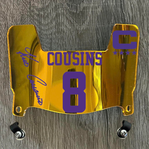 Minnesota Vikings Kirk Cousins Mini Football Helmet Visor Shield Gold Chrome Mirror w/ Clips