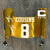 Minnesota Vikings Kirk Cousins Mini Football Helmet Visor Shield Gold Chrome Mirror w/ Clips