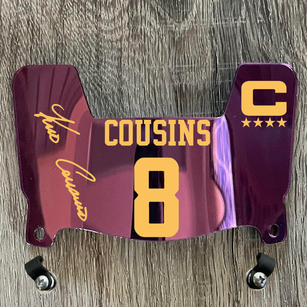 Minnesota Vikings Kirk Cousins Mini Football Helmet Visor Shield Purple Chrome Mirror w/ Clips