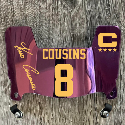 Minnesota Vikings Kirk Cousins Mini Football Helmet Visor Shield Purple Chrome Mirror w/ Clips