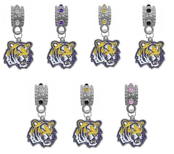 LSU Tigers NCAA Crystal Rhinestone European Bracelet Charm