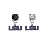 LSU Tigers 2 BLACK & CLEAR Swarovski Crystal Stud Rhinestone Earrings