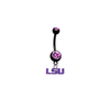LSU Tigers Style 2 BLACK w/ PINK GEM College Belly Button Navel Ring