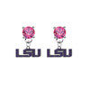LSU Tigers 2 PINK Swarovski Crystal Stud Rhinestone Earrings