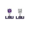 LSU Tigers 2 PURPLE & CLEAR Swarovski Crystal Stud Rhinestone Earrings