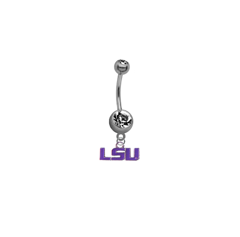 LSU Tigers Style 2 SILVER College Belly Button Navel Ring