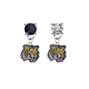 LSU Tigers BLACK & CLEAR Swarovski Crystal Stud Rhinestone Earrings