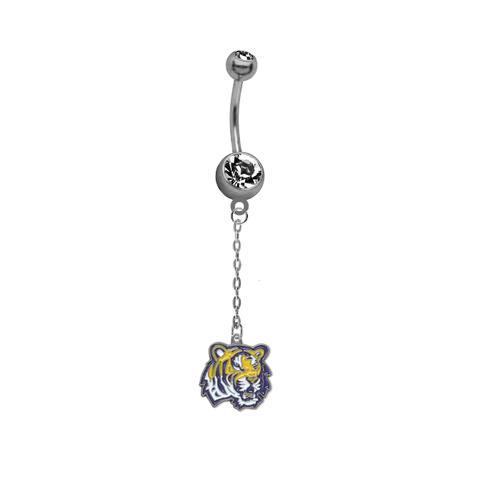 LSU Tigers Dangle Chain Belly Button Navel Ring