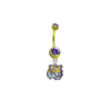 LSU Tigers GOLD w/ PURPLE GEM College Belly Button Navel Ring